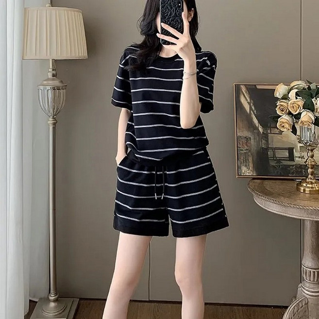 Sealang 여성 여름 반바지 세트 반팔 티셔츠 캐주얼 cong0402QP9