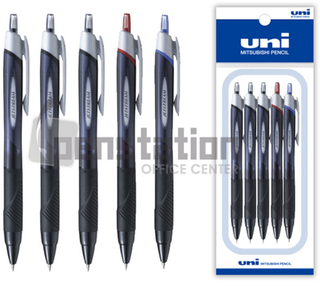 미쯔비시 유니 제트스트림 0.38mm 볼펜 세트, 0.38mm 블랙 3개+레드 1개+블루 1개 세트