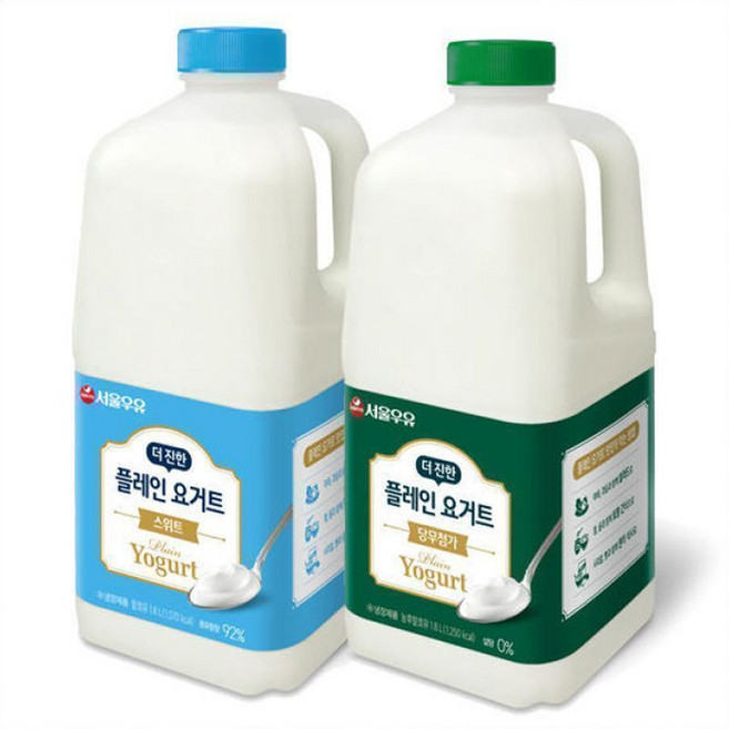 서울우유 더진한 플레인 요거트 순수+플레인 (혼합), 1.8L
