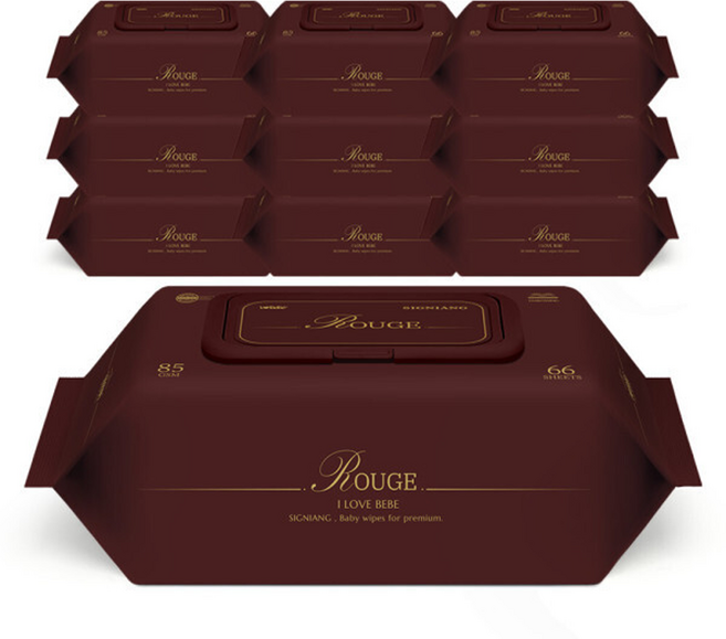 85g고평량 시그니앙 루쥬 10팩 캡형 엠보 66매 아기물티슈, 10개, 85g