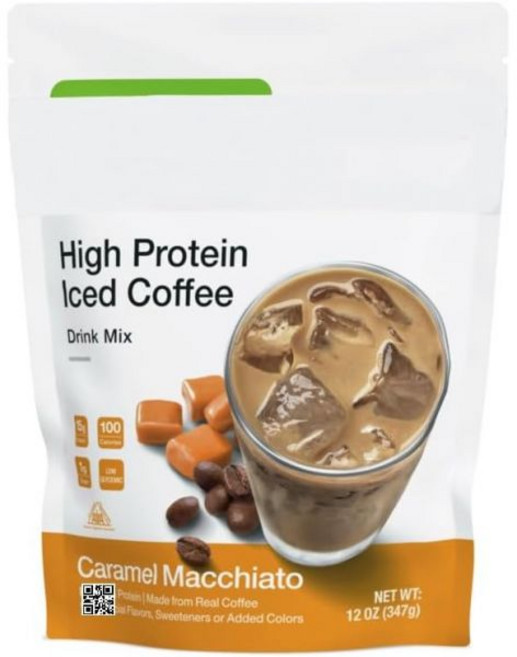 콜드브루 원액 대용량 아이스커피 허볼 뉴트리션 고단백 아이스 커피 음료 믹스: (카라멜 마키아토 12온스 347g) 에너지와 단백질 진짜 커피로 만들어졌습니다, 1개