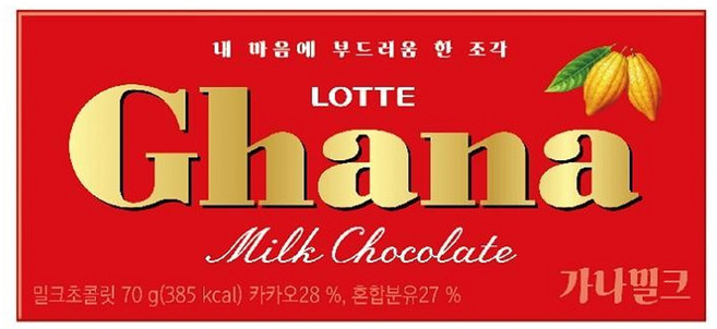 롯데 가나 밀크 초콜릿, 70g, 5개