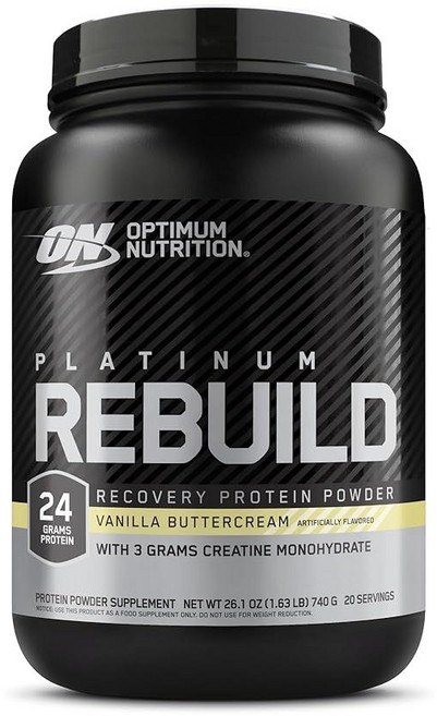 Optimum nutritiON 온 NutritiON PLATINUM 플래티넘 Rebuild 프리미엄 블렌드 단백질 파우더 크레아틴 바닐라 버터크림 20회 분량, Optimum nutrition 옵티멈 뉴트리션 Pla, 1개, 740g