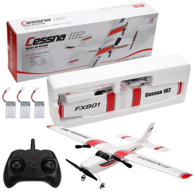 RC 비행기 Fx801 원격 제어 항공기 Cessna 182 고정익 원격 제어 폼 항공기 글라이더 연습 RTF, 3.Red-3B, 1개