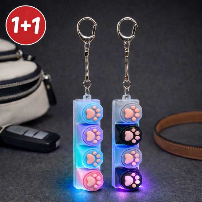 유니집사 LED고양이 딸깍 키보드키링, 컬러,회색, 2개