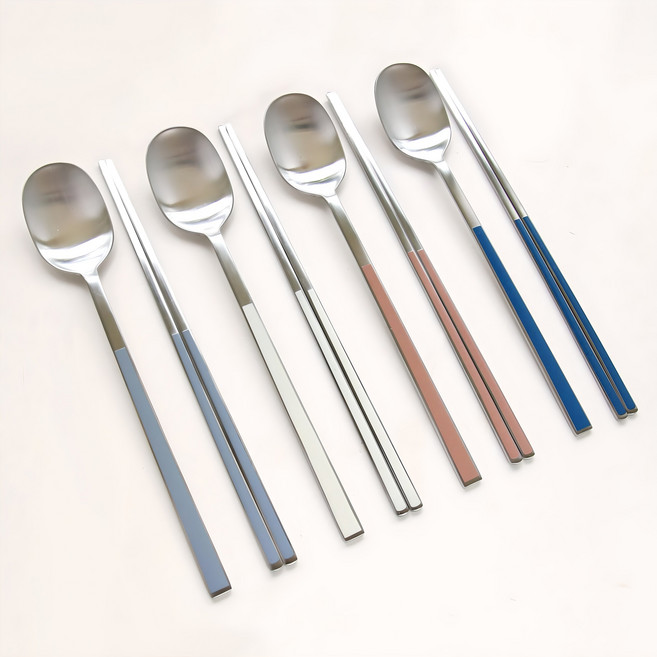 국내산 블루테이블 세라믹컬러 프리미엄 4인수저세트, 그레이+크림+모카+네이비, 4인 수저세트(그레이+크림+모카+네이비), 1개