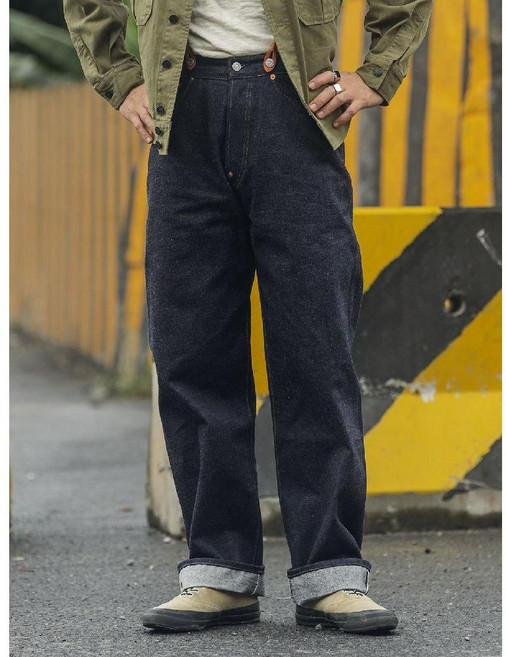 브론슨 910 셀비지 데님 와이드 스트레이트 레귤러 핏 청바지