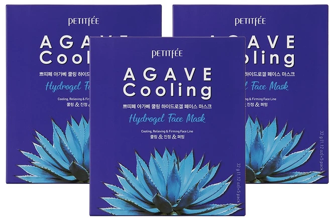 [쁘띠페] 아가베 쿨링 하이드로겔 페이스 마스크 1+1+1, 3개, 5개입 - 쿠팡