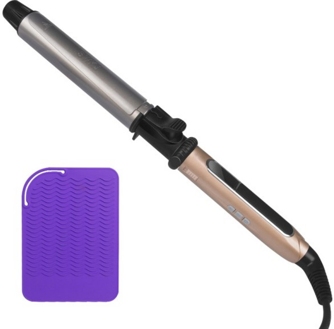 USHOW 토르말린 세라믹 기술 컬링 아이언 디지털 컨트롤 내열성 실리콘 매트 1.25 인치, 03 AU, 02 45mm