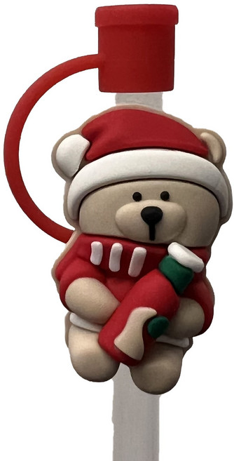 귀여운 캐릭터 텀블러 실리콘 빨대 마개 커버 50종 모음 뚜껑 꽃 동물 러브 7mm, 1개, 산타곰