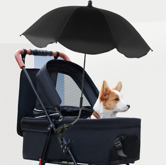 강아지 애견 유모차설치 각도조절 집게형양산 그늘막 햇빛가리개 우산, 그린_, 1개