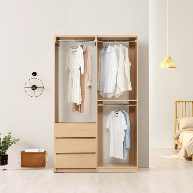 보루네오 리타 드레스룸 시스템 행거 옷장 가구 안방 수납장, 세트구성, 내츄럴오크