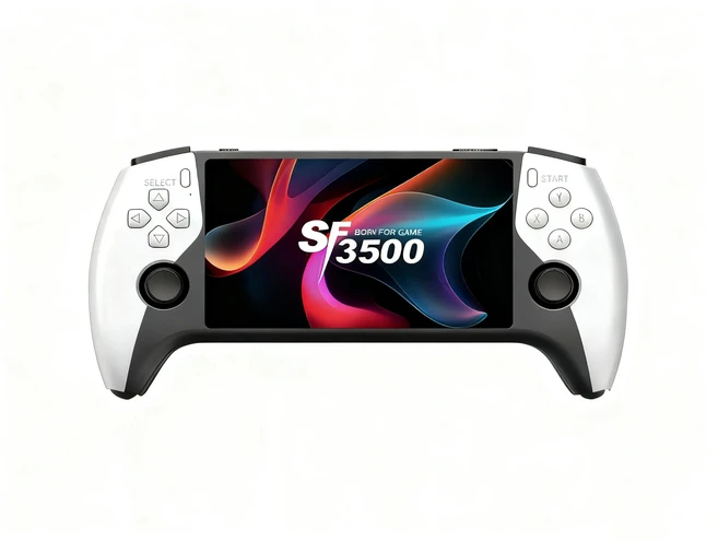 다기능 5인치 IPS HD 레트로 휴대용 게임 콘솔 SF3500 멀티 시스템 지원 포트&듀얼 코어 256GB 확장 가능, 01 White Black