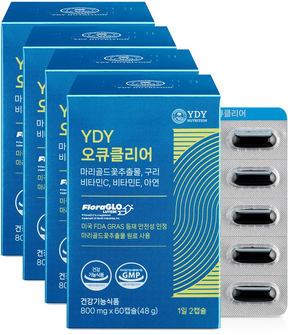 YDY 오큐클리어 루테인 고약사 약들약, 4개, 60정