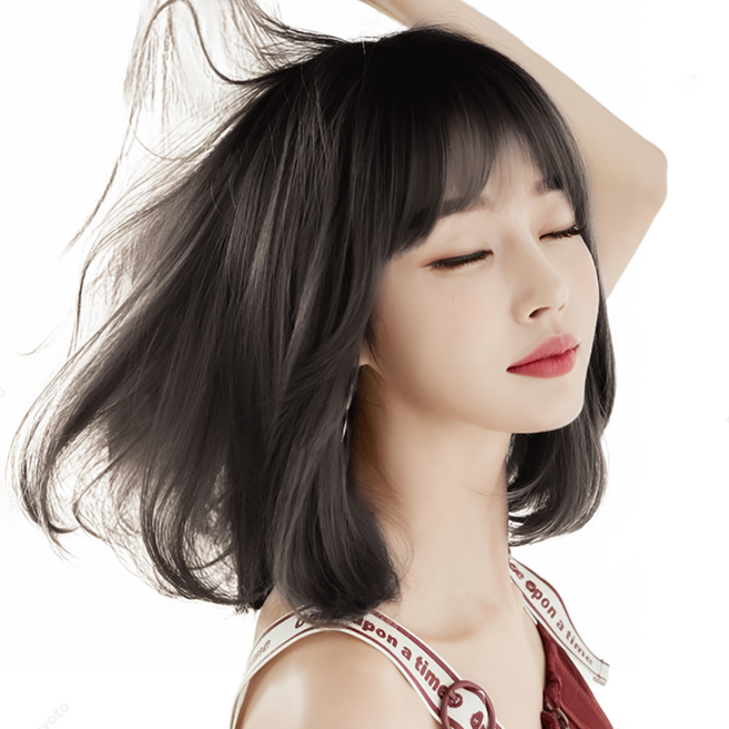 이쁘다샵 가발위드 중단발 옴브레 투톤 쉬즈 여성 통가발, 블랙브라운, 1개