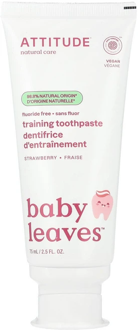 ATTITUDE Baby Leaves™ 불소 무첨가 유아용 치약 딸기향 75ml (2.5 fl oz) ATT-16721, 1 - 쿠팡