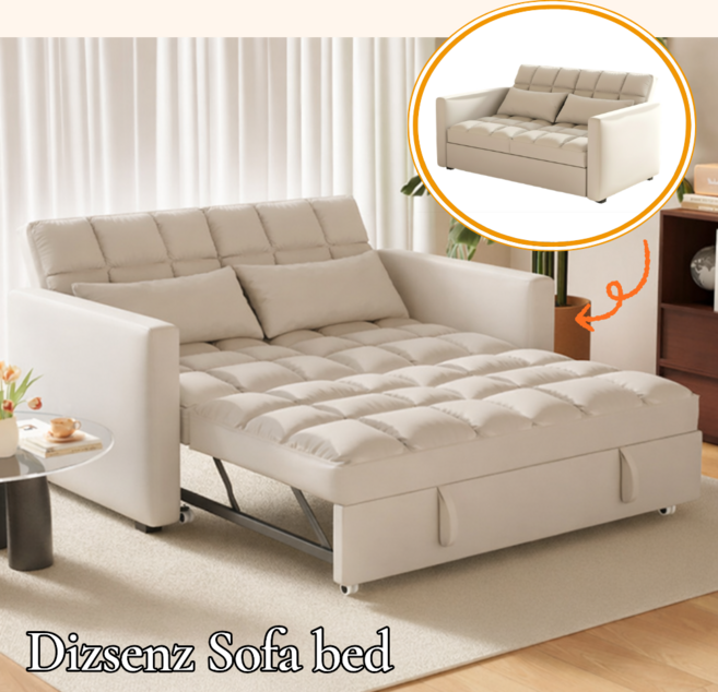 디즈센즈 접이식 소파베드 쇼파베드 1인용 2인용 푹신한 침대소파겸용, 아이보리 85cm