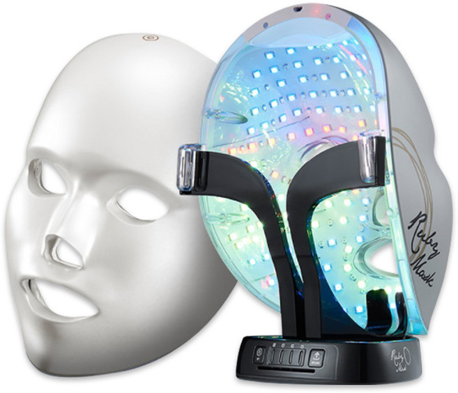 Ruby LED Mask 무선 피부관리기 얼굴 마사지기 스킨케어, 화이트