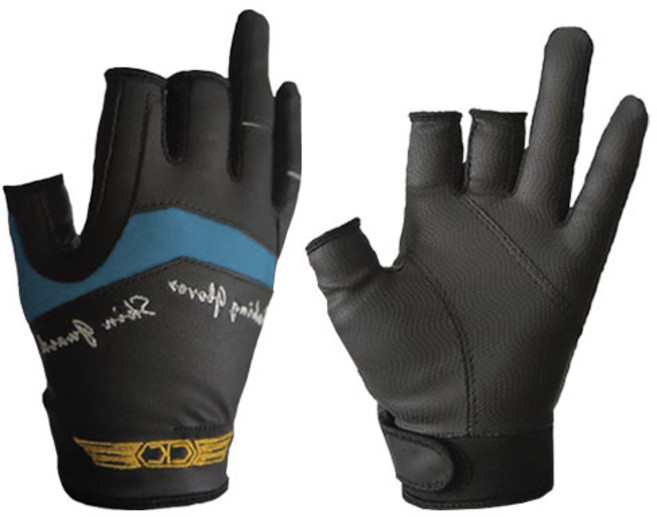 씨케이 / PU 3컷 장갑 / 피싱 글러브 4계절 장갑 / 인체 공학적 설계의 밀착감 / 입체 제단의 편안함 / 우수 원단 엄선 채용, 블랙/블루