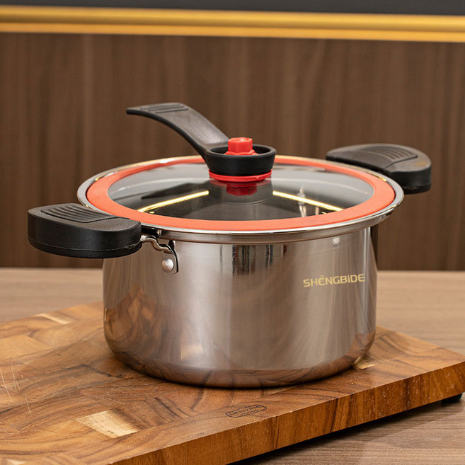 Skyciky 스테인레스 저압냄비 진공 압력솥 인덕션 겸용 2-4 인용, 1개, 은색, 3.5L