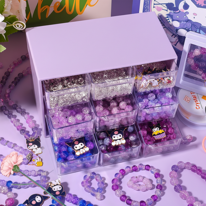 MIVONA DIY 비즈 만들기 세트 팔찌 목걸이 제작 액세서리 공예 재료 풀구성, 1개, 보라색