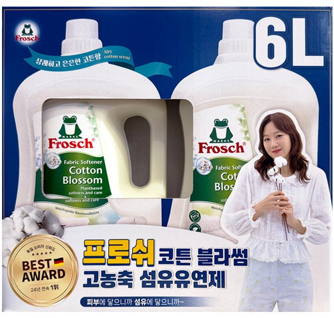 프로쉬 코튼 블라썸 고농축 섬유유연제 6L 식물성 저자극 3L 2세트, 2개