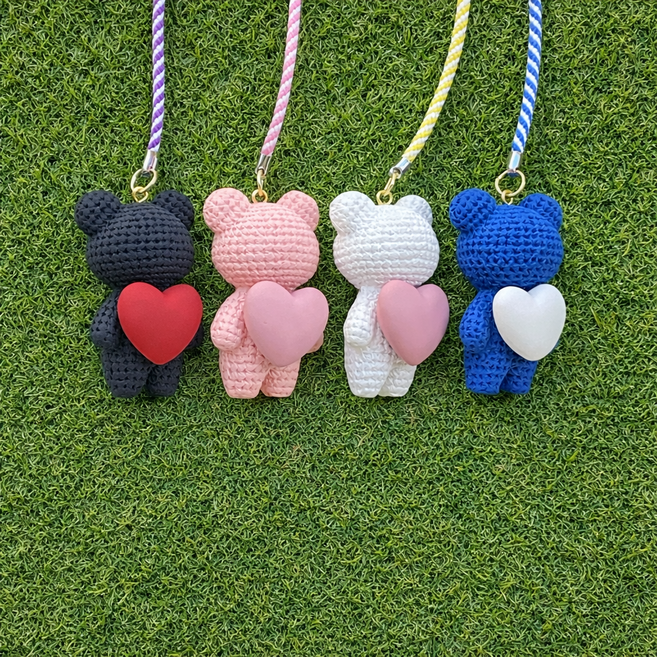 하트곰 골프티걸이 숏티링 티꼿이 버디링 티꽂이, 1세트, 블랙+핑크+화이트+블루