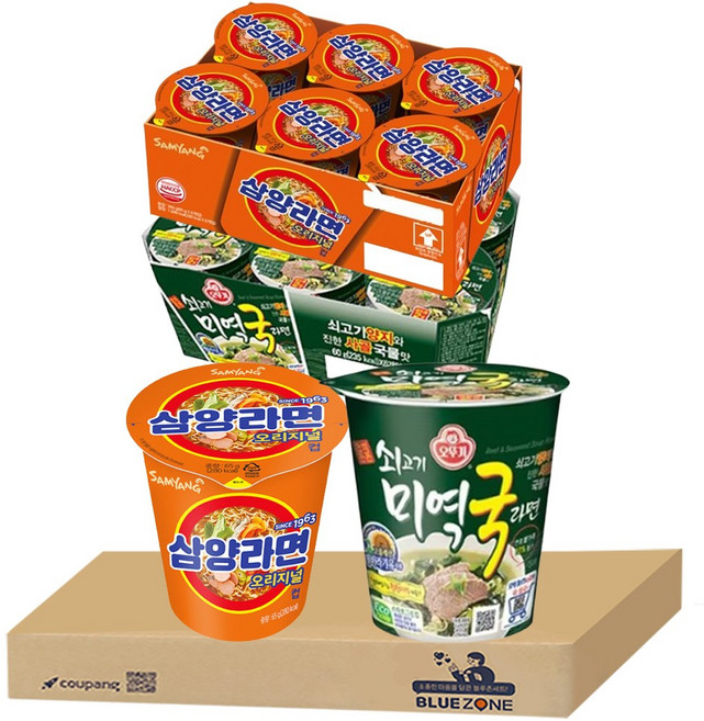 블루존 삼양라면 소컵라면 65g (6입) + 쇠고기미역국 소컵라면 60g (6입)