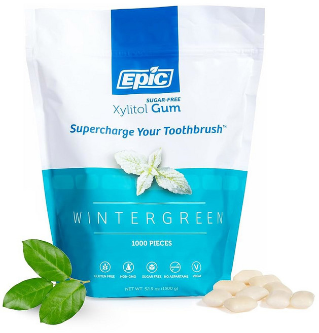 에픽 자일리톨 페퍼민트 츄잉껌 무설탕 아스파탐 무첨가 용 껌 구강 입냄새 12피스 12팩, Wintergreen, 12 Count (Pack of 12)