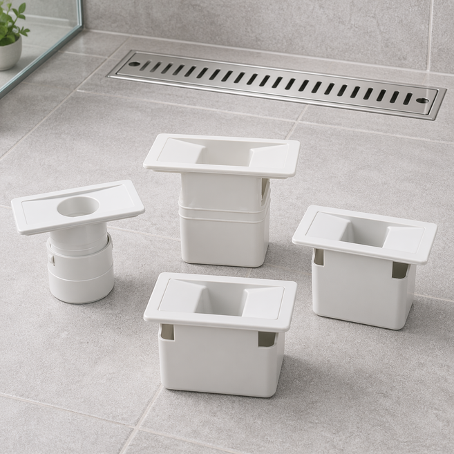 아르비엔트 트렌치 사각 봉수 직시각형 하수구 트랩 샤워실 화장실 배수구, 화이트