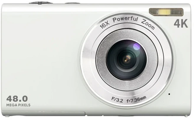 4800萬畫素 16倍變焦 4K 數位相機, 白色 4K+32G內存卡