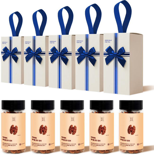 감사모아 호두정과 답례품 호두강정 결혼 조문 선물세트 140g 감사카드 포함 아이보리, 5개