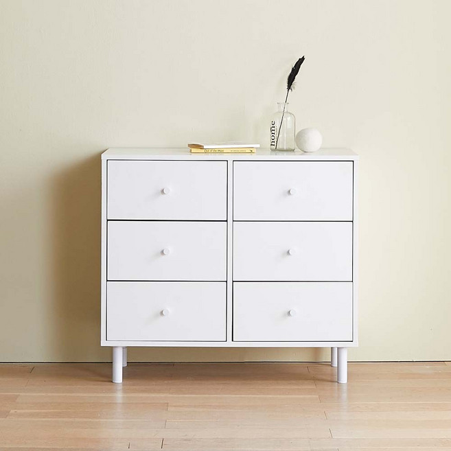 파로마 홈즈 블랑 800 3단 6칸 화이트 서랍장 HPN337-1, 화이트(화이트손잡이), 6개