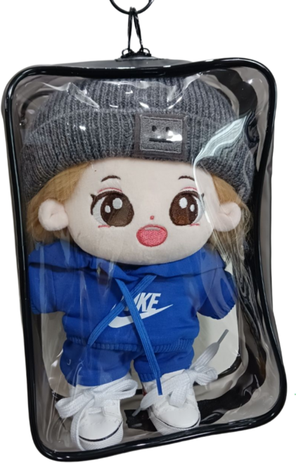 티니숲속 10cm인형 pvc 보관케이스 가방 키링 파우치 솜인형, 9. 사각형 20cm용, (15cmx22cm), 1개, 블랙