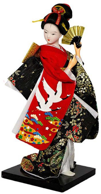 일본 기모노 인형 소녀 동상 민속 민족 25cm 책장 저장소 캐비닛 침실 선물을위한 소장품 입상, 여러 가지 빛깔의, 수지 직물 폼