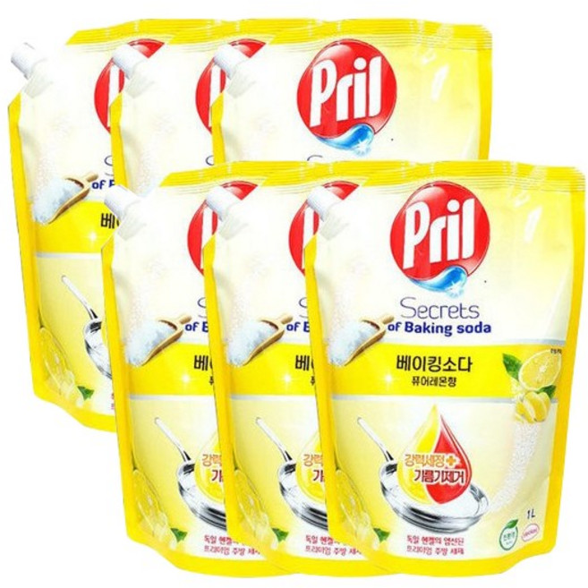 프릴 주방세제 퓨어레몬향 리필 1L x 6개