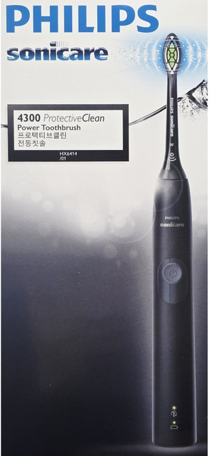 필립스 소닉케어 프로텍티브클린 4300 전동칫솔, HX6414/01, 블랙, 1개