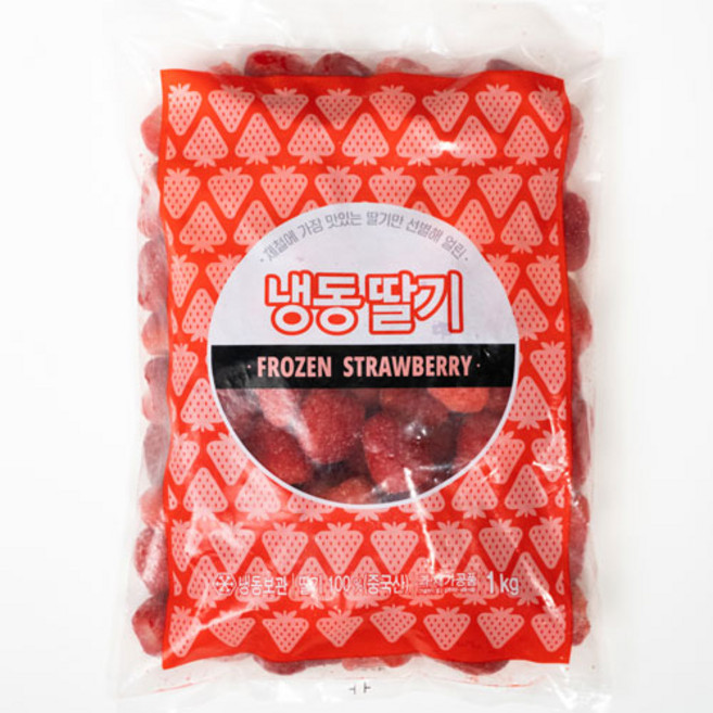 참 냉동 딸기 1kg 무가당 주스 스무디 과일 대용량, 신정푸드 중국산 냉동 딸기 1kg(무가당), 1개