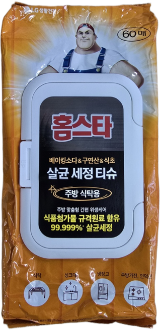 홈스타 살균세정티슈 주방식탁용 60p, 1개