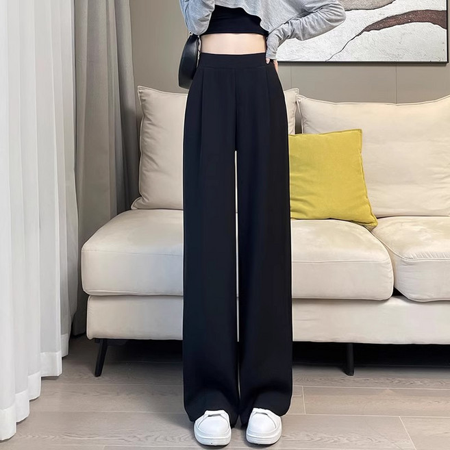 SAHINER 여성 와이드 슬랙스 팬츠 여름용 하이웨스트 데일리룩 AKZ21