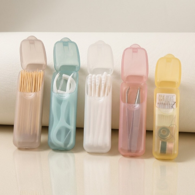 하늬무드 휴대용 여행 외출 면봉 치실 보관 수납케이스, 5개, 혼합