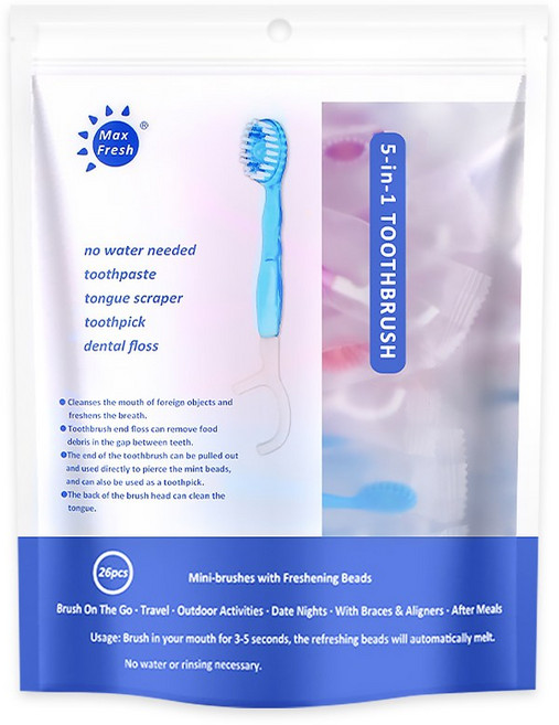 카이노스 일회용 칫솔 치실 혀클리너 미니 캡슐 휴대용, 1개, 26개입