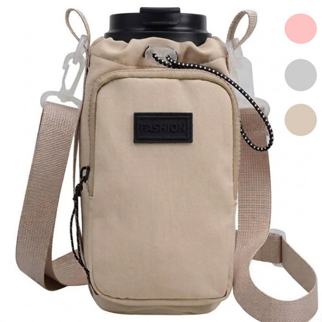 더뉴아 크로스 텀블러백 방수 파우치, 1개, 내추럴 베이지