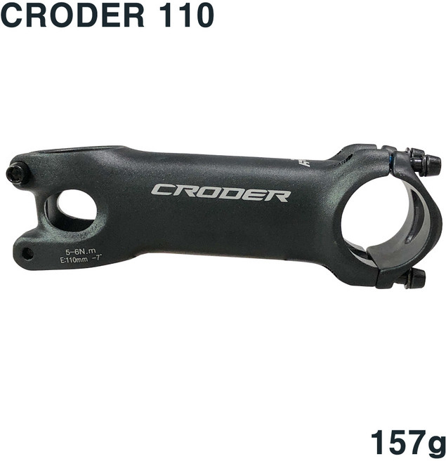 CRODER 자전거 스템 하이 퍼포먼스 픽시 로드 MTB 경량 알로이 스템, 블랙 110mm, 1개