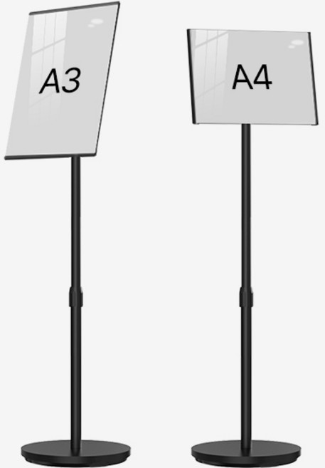 KOOH 포스터스탠드 포스터 POP 거치대 안내판 스탠드 광고판 입간판 게시판 메뉴판 판넬 A타입, 1개, 블랙 조절가능/A3