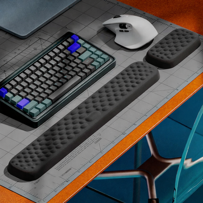 루몬 메모리폼 팜레스트 키보드 마우스 손목받침대 세트, 1개, 블랙