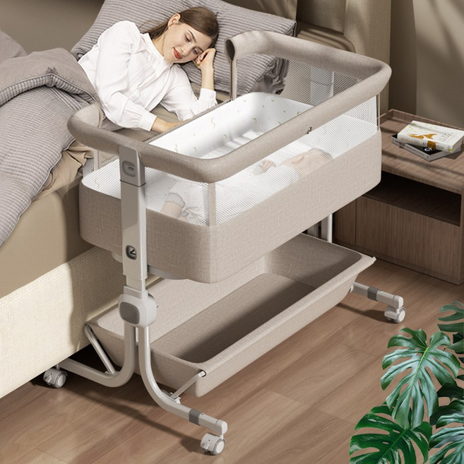 트리미고 아기침대 프리미엄 이동식 신생아 접이식 휴대용 유아침대, 베이지