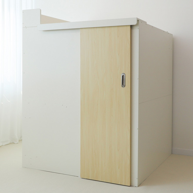 [토노 LED스탠드 포함] 1인 스터디룸 독서실책상 워크스테이션 슬라이딩도어 크림화이트 슐레이먼오크, 와이드 1000 + 토노 LED스탠드