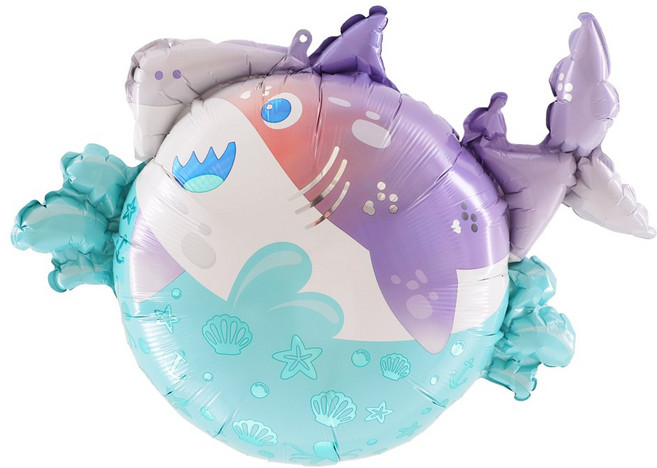 샤크파티 상어 은박풍선 롤리폴리 대형 파티 헬륨풍선, 1개
