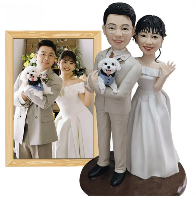 100% 수제 맞춤 피규어 제작 신혼부부 선물 특별한 기념일 사진 인형 제작, A. 전신 맞춤형 싱글 1인 기준, 18cm